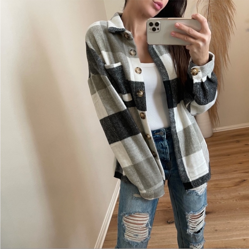 Plaid About You Shacket - Black